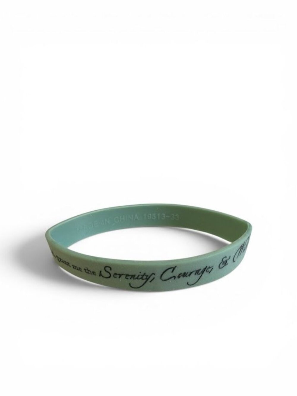 Serenity Prayer Silicone Wristband Green Inspirational Bracelet